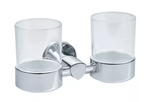 Porte-verre double chromé avec gobelet acrylique