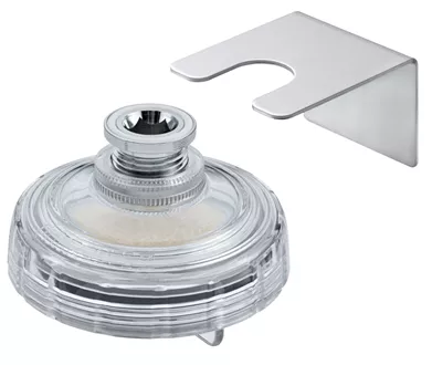 Drinking water filter with wall bracket transparent